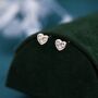 Tiny Opal Heart Stud Earrings In Sterling Silver, thumbnail 1 of 12