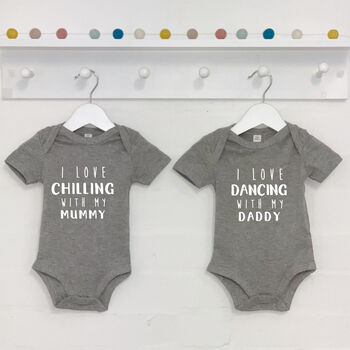 I Love …With My Mummy And Daddy Personalised Babygrows, 4 of 9