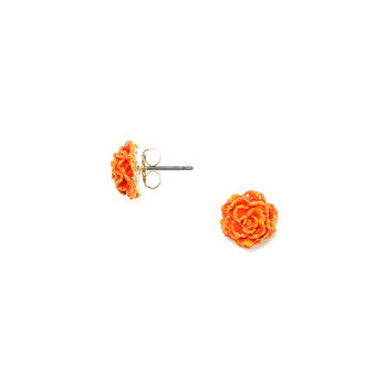 Stud Earrings Orange Flower, 2 of 3