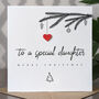 Personalised Christmas Card For Daughter, Handmade Card With Red Wooden Heart, thumbnail 1 of 4
