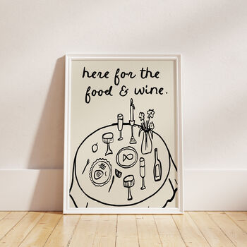Here For The Food And Wine Illustrated Wall Art Print, 2 of 11