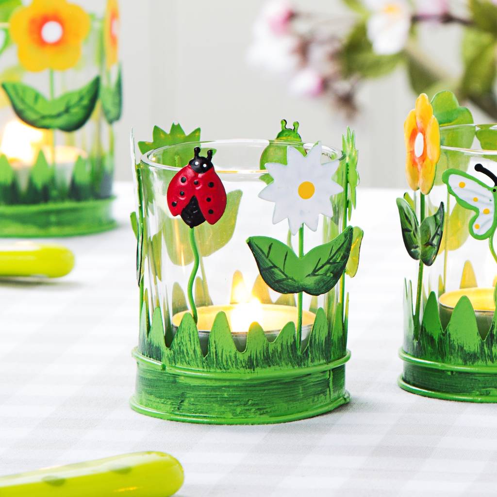 garden tea light holder by the contemporary home