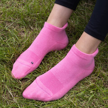 Peace Pink And Organic Sport Pink Women's Trainer Socks, 2 of 8