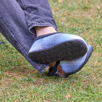 Alfie Blue Check Mens Slippers Indoor/Garden Shoes, 3 of 8
