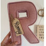 Personalised Wooden Tags Corduroy Fabric Letter, thumbnail 1 of 6