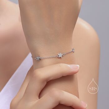 Five Star Motif Bracelet In Sterling Silver, 7 of 12