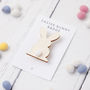 Wooden Bunny Easter Badge With Pom Pom Tail, thumbnail 2 of 3