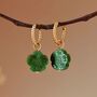 Botan Flower Natural Green Jade Huggie Hoop Earrings, thumbnail 1 of 10