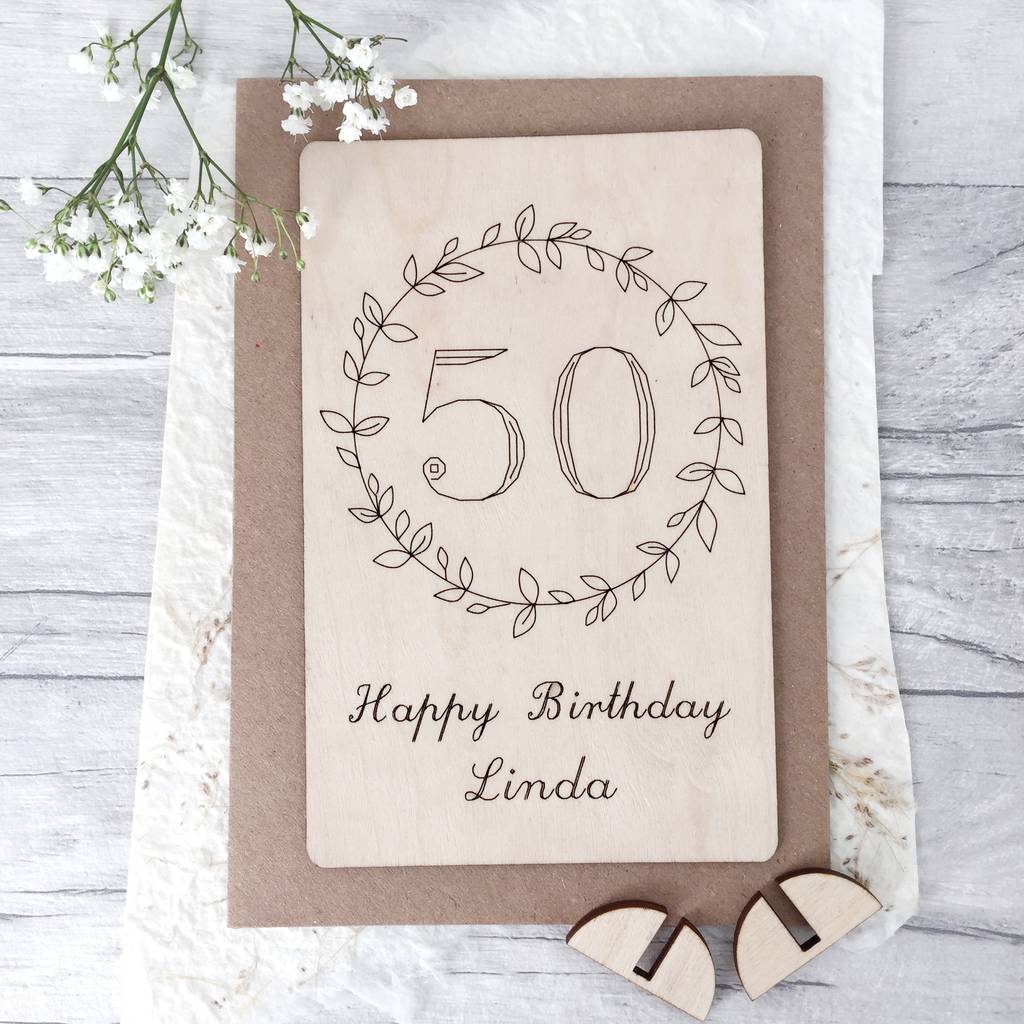 personalised 50th birthday wooden card by jayne tapp design ...