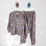 Grey And Pink Floral 100% Cotton Ladies Pyjamas, thumbnail 1 of 2