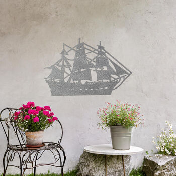 Sailing Ship Metal Wall Art Gift For Nautical Garden Decor, 10 of 10