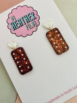 Chocolate Biscuit Glitter Earrings / Biscuit Lover Gift / Novelty Food Jewellery / Fun Accessories, 4 of 5