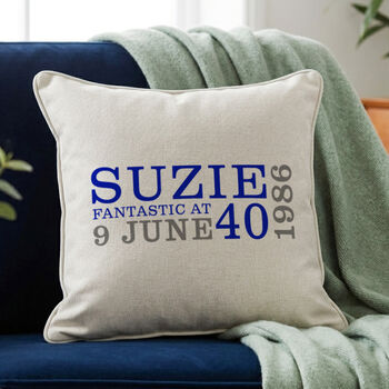 Personalised 40th Birthday Cushion, 6 of 8