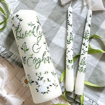 Personalised Hand Painted White Wedding Unity Set, 7 of 11