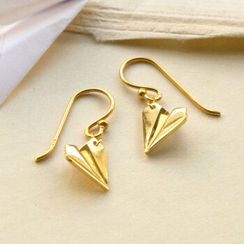Sterling Silver Dangly Paper Airplane Earrings, 4 of 6