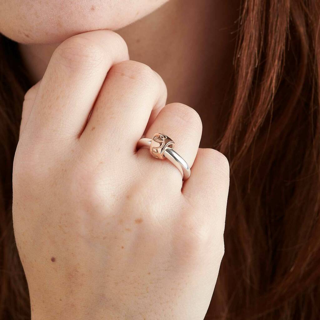 Que Sera Worry Bead Silver And Recycled Solid Gold Ring By Scarlett Off