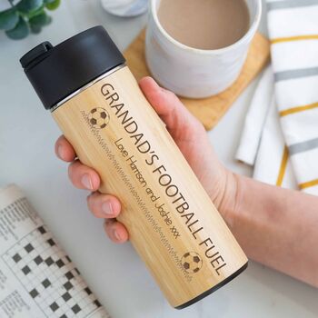 Personalised Father's Day Football Fuel Bamboo Flask, 2 of 6