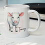 Personalised Name Painted White Pig Office Gift Mug, thumbnail 1 of 4