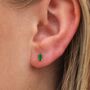 Sterling Silver Faceted Emerald Baguette Stud Earrings, thumbnail 2 of 3