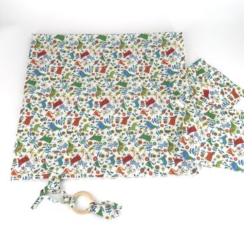 Baby Blanket/Swaddle, Teether, Wipes Set Liberty Print, 3 of 7