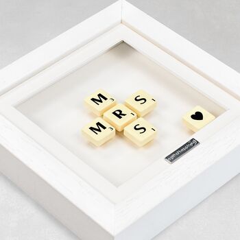 Mrs And Mrs Scrabble Gift Frame Wedding Gift, 4 of 6