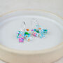 Sterling Silver And Acrylic Colourful Floral Charm Hoops, thumbnail 3 of 7