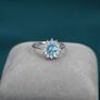 Genuine Swiss Blue Topaz Cz Halo Ring Sterling Silver, thumbnail 2 of 12