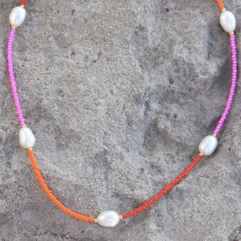 Santorini Pearl And Beaded Necklace, 3 of 5