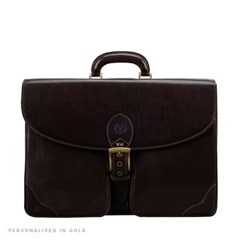 Mens Luxury Large Leather Briefcase.'The Tomacelli', 10 of 12