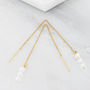 Gold Or Silver Cluster Pearl Drop Ear Threader Earrings, thumbnail 2 of 7