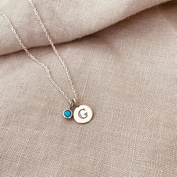 Sterling Silver Initial Birthstone Necklace, 4 of 6