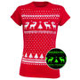 Womens Christmas Reindeer Glow In The Dark Tshirt, thumbnail 6 of 9