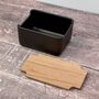 Black Butter Dish With Oak Lid, thumbnail 2 of 3