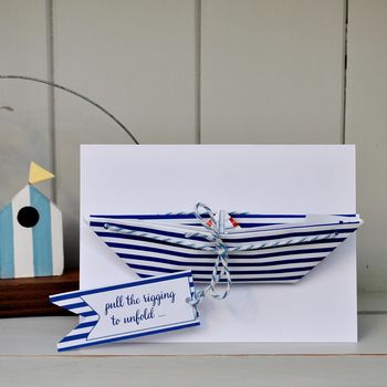 Personalised Nautical Paper Boat Card, 5 of 7