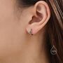 Sterling Silver Dainty Green Cz Huggie Hoop Earrings, thumbnail 1 of 12