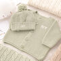 Luxury Grey Bobble Hat And Cardigan Baby Gift Set, thumbnail 5 of 12