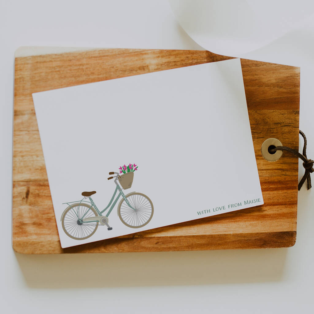 Coloured Vintage Bicycle Personalised Note Cards, 1 of 7