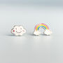 Sterling Silver Cloud And Rainbow Stud Earrings, thumbnail 1 of 7