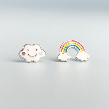 Sterling Silver Cloud And Rainbow Stud Earrings, 3 of 7