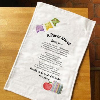Personalised Poem Tea Towel Gift For Teacher, 7 of 10
