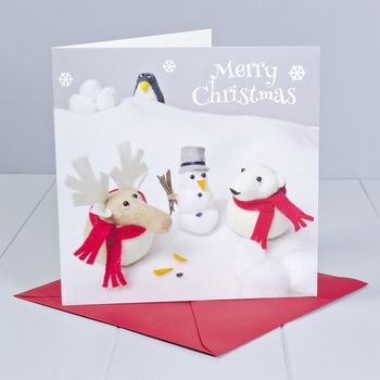 Reindeer Snowman And Polar Bear Christmas Card, 3 of 3