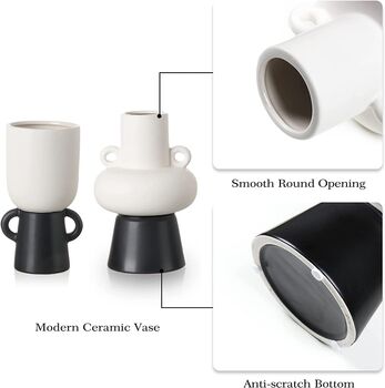 Set Of Two Modern Ceramic Black And White Vases, 2 of 3