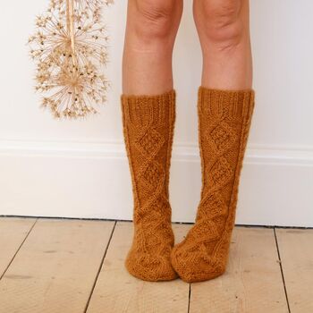 Cosy Aran Knitted Socks, 2 of 9