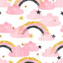Rainbows And Clouds Lampshade, Pink, Black And Gold, thumbnail 2 of 2