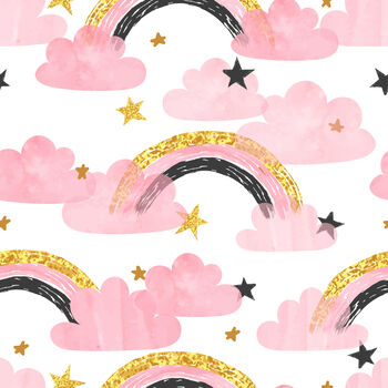 Rainbows And Clouds Lampshade, Pink, Black And Gold, 2 of 2