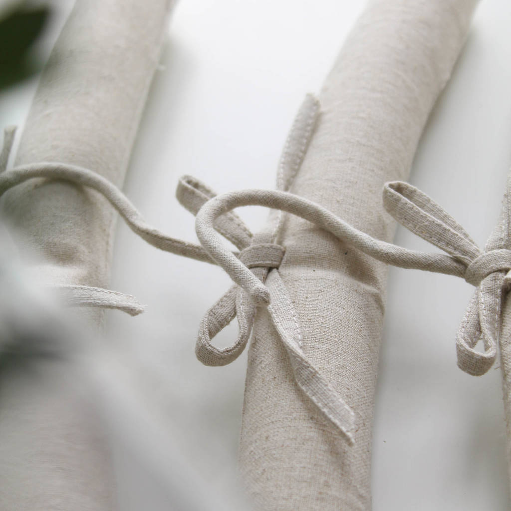 Three Natural Linen Padded Hangers By Marquis And Dawe