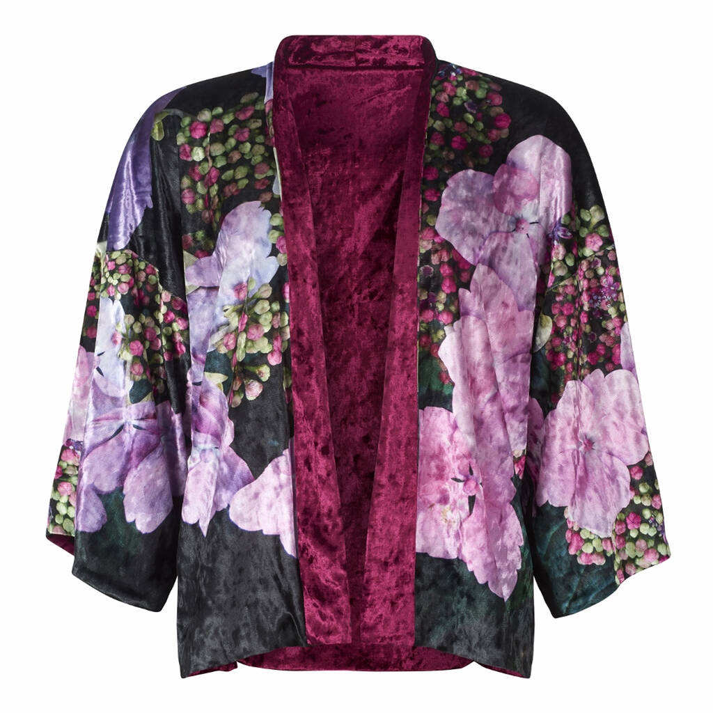 Hydrangea Reversible Velvet Kimono Jacket By LAGOM | notonthehighstreet.com