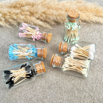 Colourful Cotton Buds In Glass Jar With Cork Lid, 3 of 10