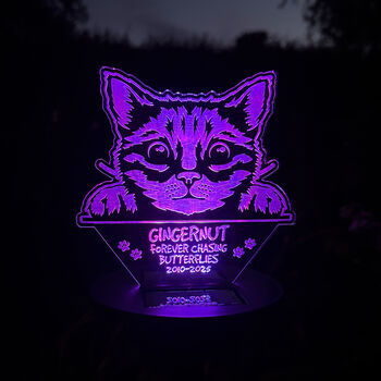 Pet Cat Memorial Colour Changing Solar Garden Light, 4 of 7
