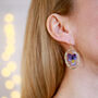Wild Pansy Pressed Flower Gold Plated Earrings, thumbnail 1 of 9